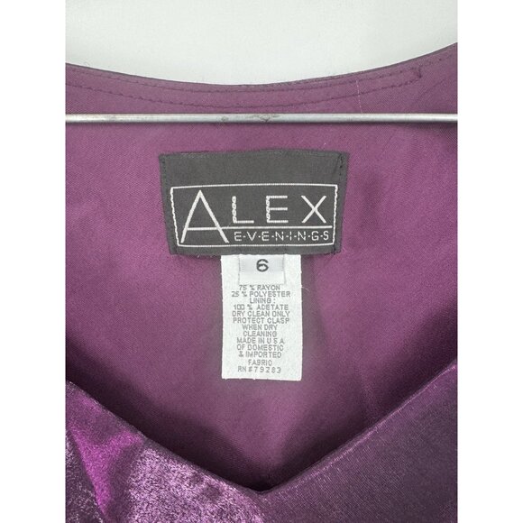 Alex Evenings Maxi Dress Women 6 Purple Mother Of The Bride Wedding Guest Glam - Picture 3 of 7